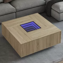   vidaXL tölgy színű végtelen hatású LED-es dohányzóasztal 100x100x40 cm