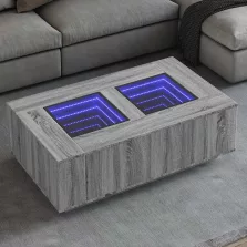   vidaXL sonoma végtelen hatású LED-es dohányzóasztal 116 x 69 x 40 cm
