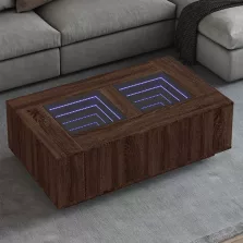   vidaXL tölgy színű végtelen hatású LED-es dohányzóasztal 116x69x40 cm