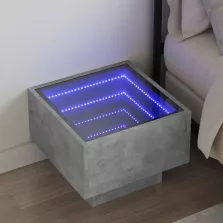   vidaXL betonszürke végtelen hatású LED-es éjjeliszekrény 40x40x30 cm