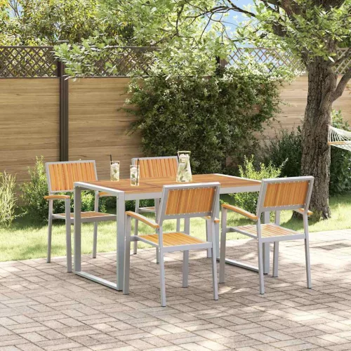 vidaXL Kert étkező szett 5 pcs Szürke és barna 140 x 80 x 75 cm