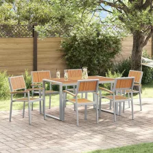   vidaXL Kert étkező szett 7 pcs Szürke és barna 140 x 80 x 75 cm