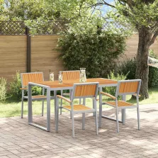   vidaXL Kert étkező szett 5 pcs Szürke és barna 160 x 80 x 75 cm