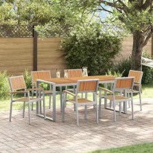   vidaXL Kert étkező szett 7 pcs Szürke és barna 180 x 90 x 75 cm
