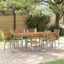   vidaXL Kert étkező szett 7 pcs Szürke és barna 180 x 90 x 75 cm