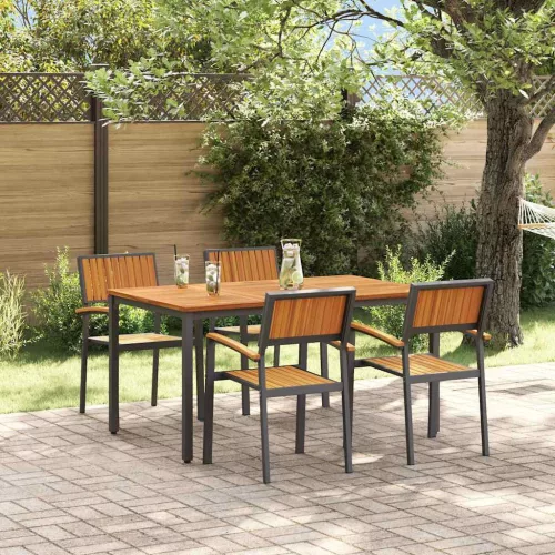 vidaXL Kert étkező szett 5 pcs Fekete Tömör Akácfa
