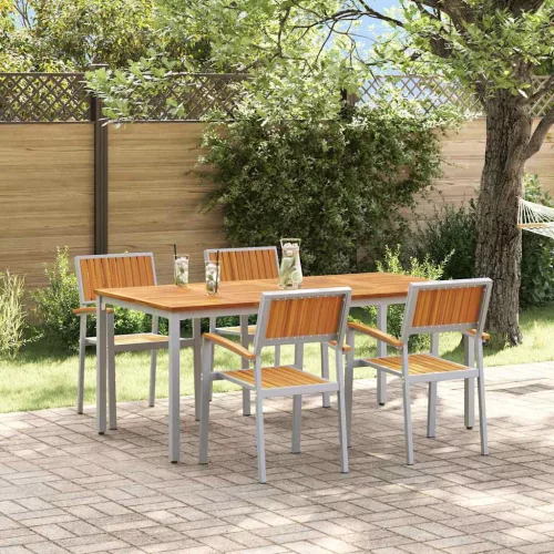 vidaXL Kert étkező szett 5 pcs Szürke és barna 180 x 90 x 75 cm