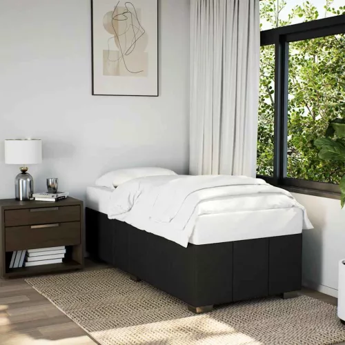 vidaXL fekete szövet ágykeret matrac nélkül 100x200 cm