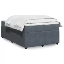   vidaXL sötétszürke bársony rugós ágy matraccal 120 x 200 cm
