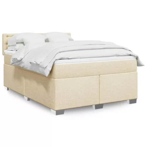 vidaXL krémszínű szövet rugós ágy matraccal 140 x 200 cm