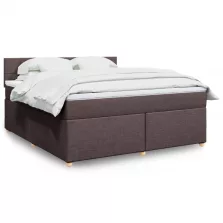   vidaXL sötétbarna szövet rugós ágy matraccal 180 x 200 cm