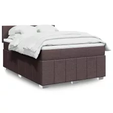   vidaXL sötétbarna szövet rugós ágy matraccal 140 x 190 cm
