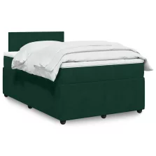   vidaXL sötétzöld bársony rugós ágy matraccal 120x190 cm