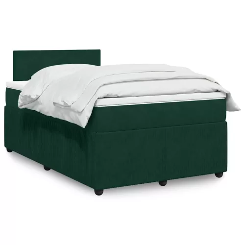 vidaXL sötétzöld bársony rugós ágy matraccal 120x190 cm