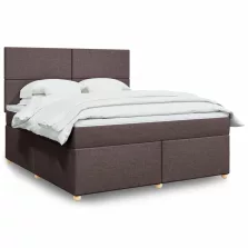   vidaXL sötétbarna szövet rugós ágy matraccal 180 x 200 cm
