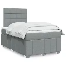   vidaXL világosszürke szövet rugós ágy matraccal 120 x 190 cm