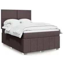   vidaXL sötétbarna szövet rugós ágy matraccal 140 x 190 cm