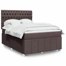   vidaXL sötétbarna szövet rugós ágy matraccal 140 x 190 cm