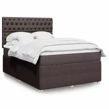   vidaXL sötétbarna szövet rugós ágy matraccal 140 x 190 cm