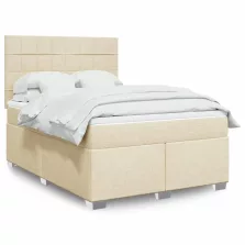   vidaXL krémszínű szövet rugós ágy matraccal 140 x 190 cm