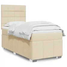   vidaXL krémszínű szövet rugós ágy matraccal 100 x 200 cm