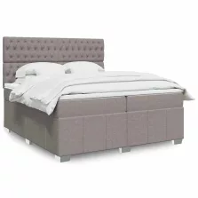   vidaXL tópszínű szövet rugós ágy matraccal 200 x 200 cm