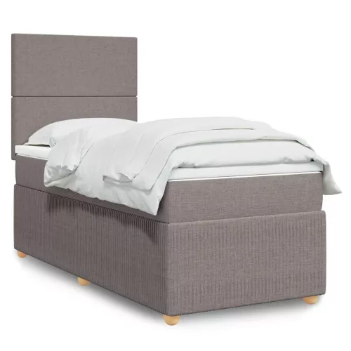 vidaXL tópszínű szövet rugós ágy matraccal 100 x 200 cm