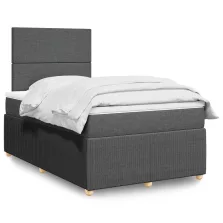   vidaXL sötétszürke szövet rugós ágy matraccal 120 x 200 cm