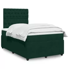   vidaXL sötétzöld bársony rugós ágy matraccal 120x190 cm