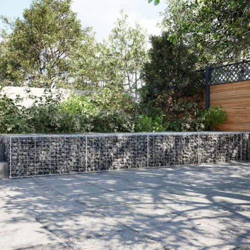 vidaXL horganyzott vas gabion kosár fedéllel 500 x 100 x 50 cm