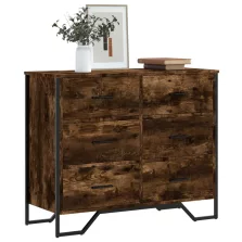   vidaXL füstös tölgy színű szerelt fa komód 91 x 35,5 x 74,5 cm