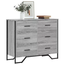   vidaXL szürke sonoma színű szerelt fa komód 91 x 35,5 x 74,5 cm