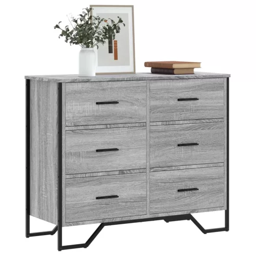 vidaXL szürke sonoma színű szerelt fa komód 91 x 35,5 x 74,5 cm