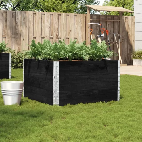 vidaXL fekete tömör fenyőfa kerti növénytartó 100 x 100 cm