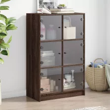   vidaXL barna tölgyszínű szerelt fa magasszekrény ajtókkal 68x37x109 cm