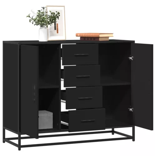 vidaXL fekete szerelt fa tálalószekrény 92 x 35 x 76 cm