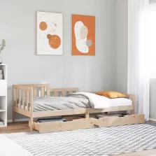 vidaXL tömör fenyőfa kanapéágy fiókokkal 90 x 190 cm