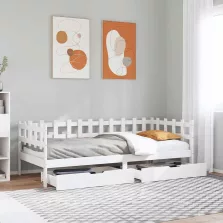   vidaXL fehér tömör fenyőfa kanapéágy fiókkal 90 x 190 cm