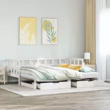   vidaXL fehér kihúzható heverő fiókokkal matrac nélkül 80 x 200 cm