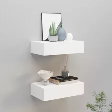   vidaXL 2 db fehér MDF falra szerelhető fiókos polc 40 x 23,5 x 10 cm