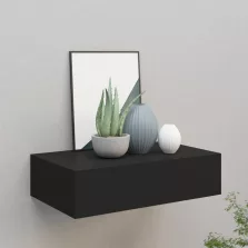   vidaXL fekete falra szerelhető fiókos polc 40 x 23,5 x 10 cm