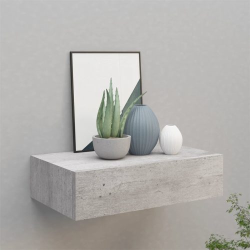 vidaXL betonszürke MDF falra szerelhető fiókos polc 40 x 23,5 x 10 cm