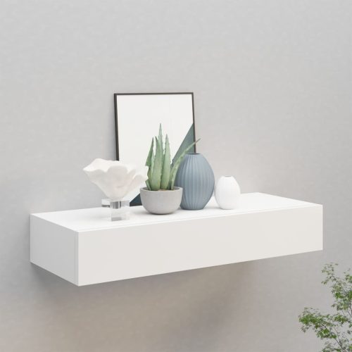 vidaXL fehér MDF falra szerelhető fiókos polc 60 x 23,5 x 10 cm