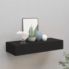   vidaXL fekete MDF falra szerelhető fiókos polc 60 x 23,5 x 10 cm