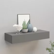   vidaXL szürke MDF falra szerelhető fiókos polc 60 x 23,5 x 10 cm