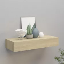   vidaXL tölgyszínű MDF falra szerelhető fiókos polc 60 x 23,5 x 10 cm