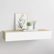   vidaXL falra szerelhető fiókos polc tölgyfa és fehér színben 60 x 23,5 x 10 cm MDF