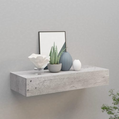 vidaXL betonszürke MDF falra szerelhető fiókos polc 60 x 23,5 x 10 cm