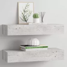   vidaXL 2 db betonszürke MDF falra szerelhető fiókos polc 60x23,5x10 cm