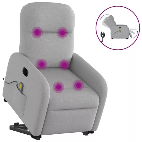 vidaXL Elektromos álló masszázsfotel felhőszürke szövet